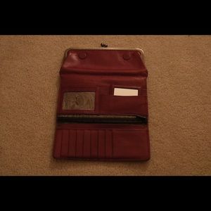 Cranberry leather hobo wallet- Black Friday sale!